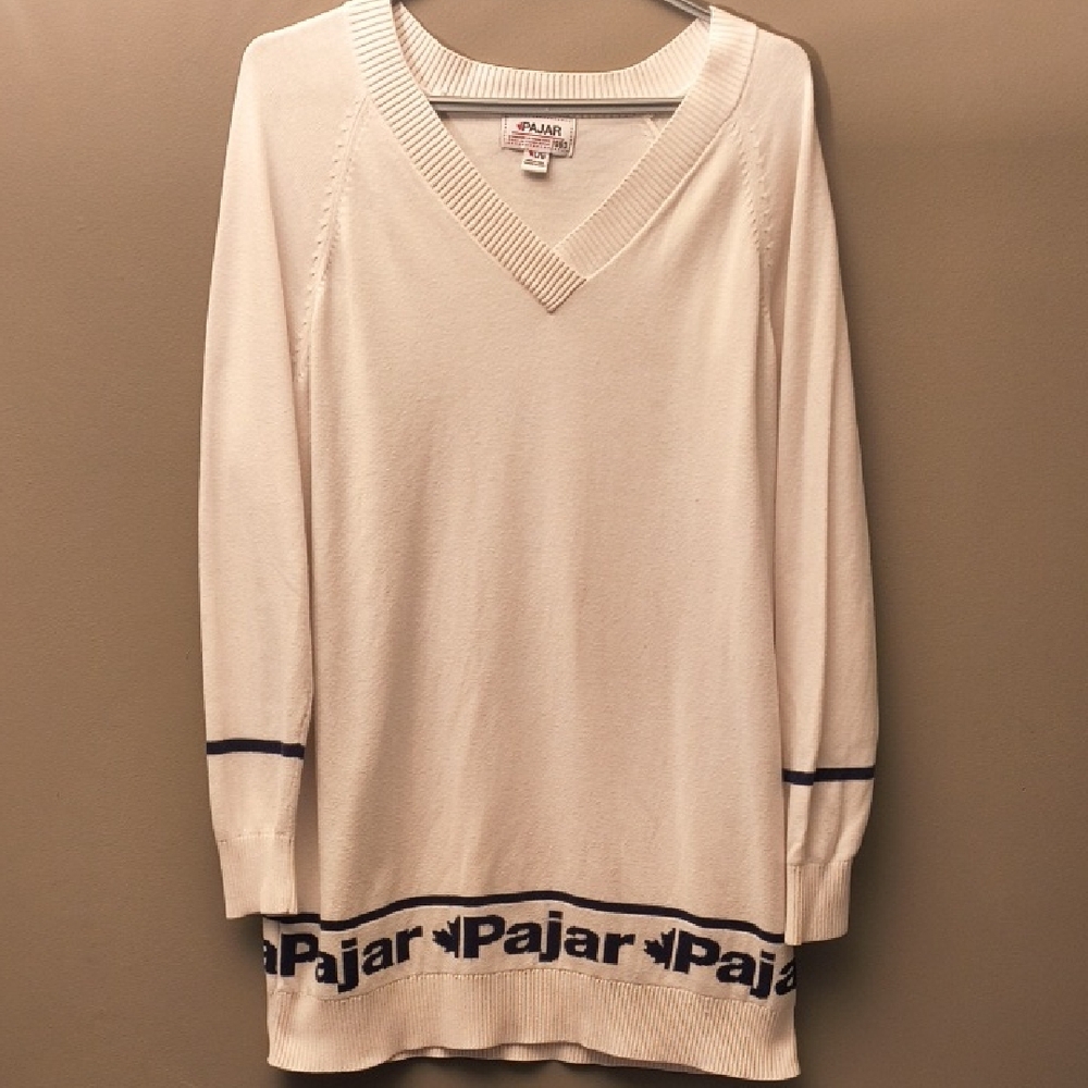 Pajar - Women's Long White V-Neck Sweater